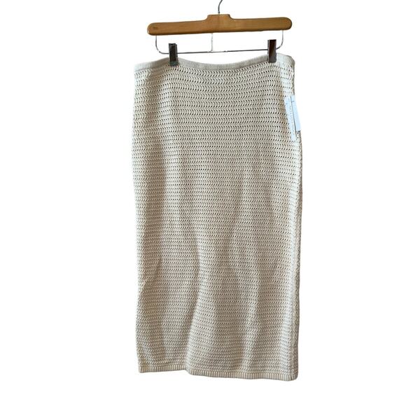 House of Harlow 1960 Revolve Crochet Midi Skirt Cream L - Picture 1 of 6